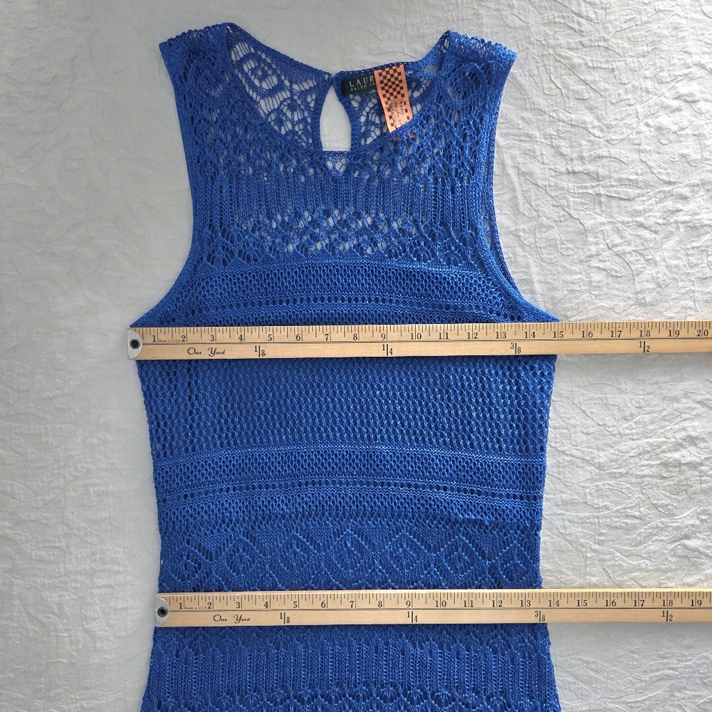 Ralph Lauren Beautiful Royal Blue Slip Dress With Long Knit Overlay, Size Small - Picture 10 of 16